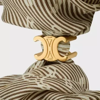 CELINE Triomphe Diagonale Scrunchy aus Seide und Messing mit Goldfinish