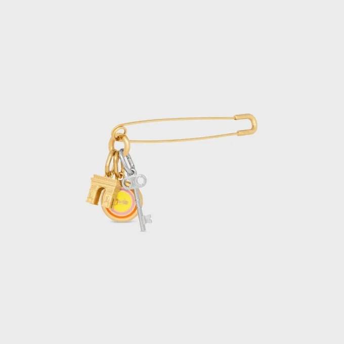 Charms-Sicherheitsnadel-Brosche aus Messing mit Goldfinish Charms-Sicherheitsnadel-Brosche aus Messing mit Goldfinish