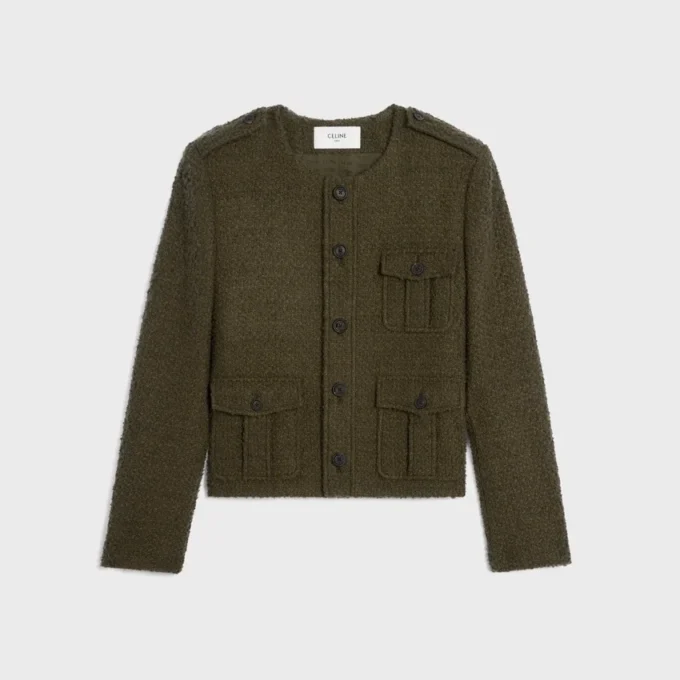 Chasseur-Jacke aus Kaschmir-Bouclette Natte Chasseur-Jacke aus Kaschmir-Bouclette Natte