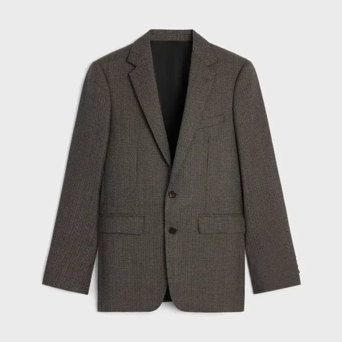 Classic Jacke aus Wolle mit feinem Hahnentrittmuster
