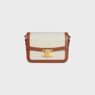 Classique Triomphe Tasche aus Textil mit durchgehendem Triomphe-Muster und Kalbsleder