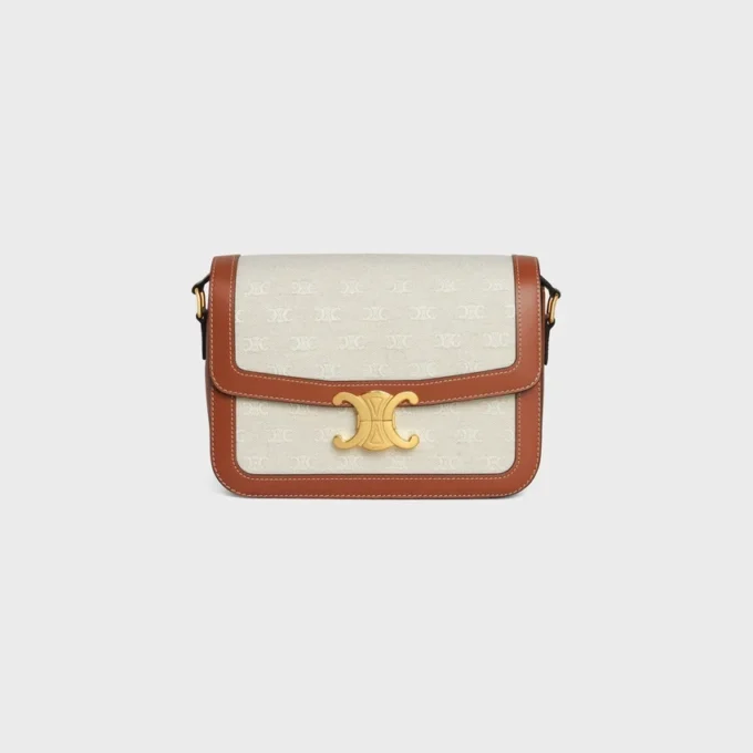 Classique Triomphe Tasche aus Textil mit durchgehendem Triomphe-Muster und Kalbsleder