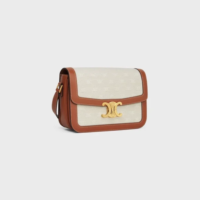 Classique Triomphe Tasche aus Textil mit durchgehendem Triomphe-Muster und Kalbsleder