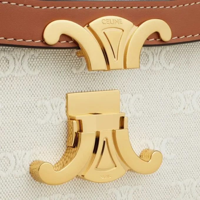 Classique Triomphe Tasche aus Textil mit durchgehendem Triomphe-Muster und Kalbsleder
