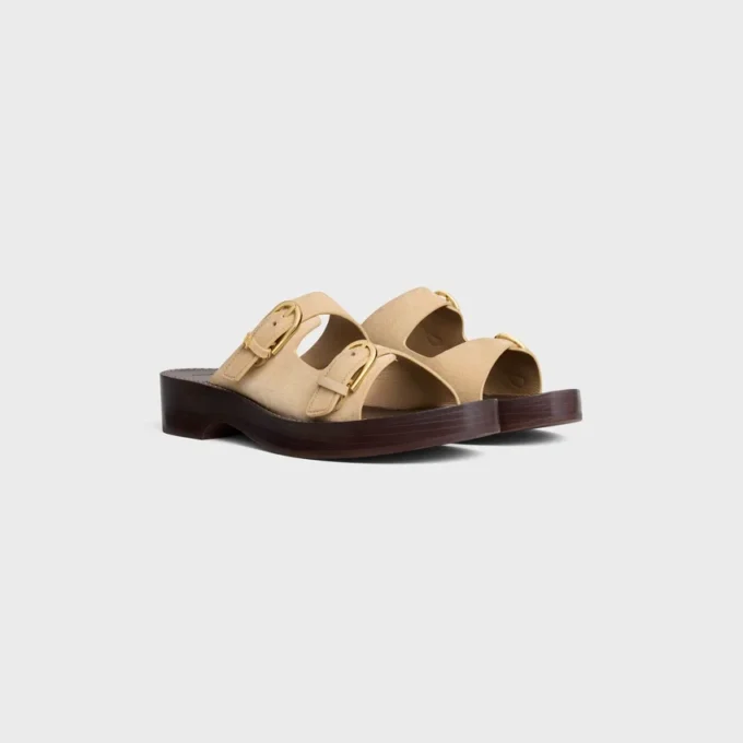 Cleo – Sandale mit zwei Riemen aus Kalbsveloursleder Cleo – Sandale mit zwei Riemen aus Kalbsveloursleder