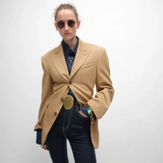 Colonne-Jacke aus Diagonalwolle