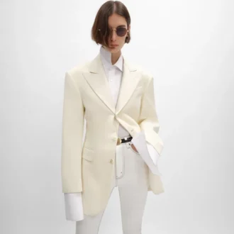 Colonne-Jacke aus Diagonalwolle