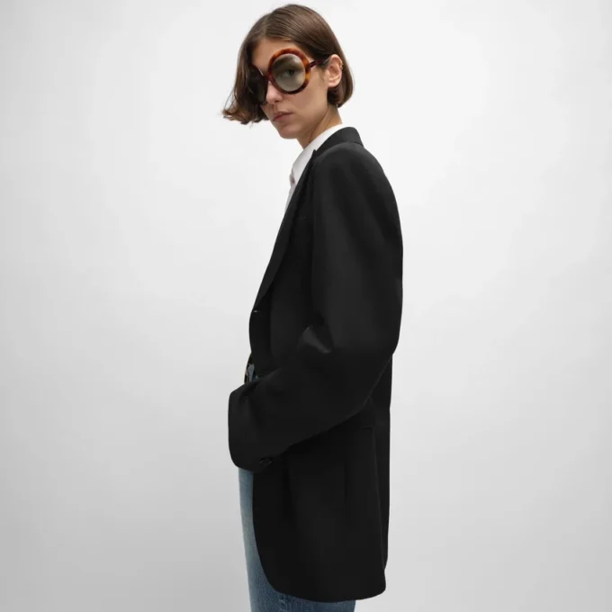 Colonne-Jacke aus Diagonalwolle