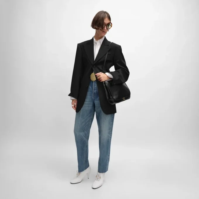 Colonne-Jacke aus Diagonalwolle