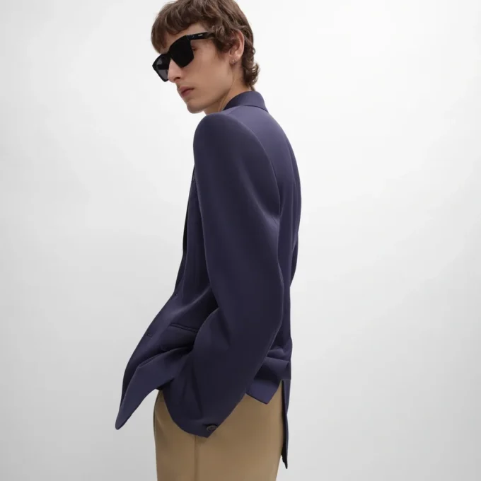 Colonne-Jacke aus Grain De Poudre-Wolle