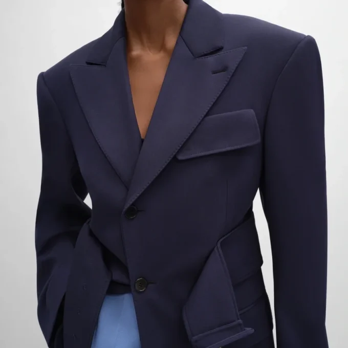 Colonne-Jacke aus Grain De Poudre-Wolle Colonne-Jacke aus Grain De Poudre-Wolle