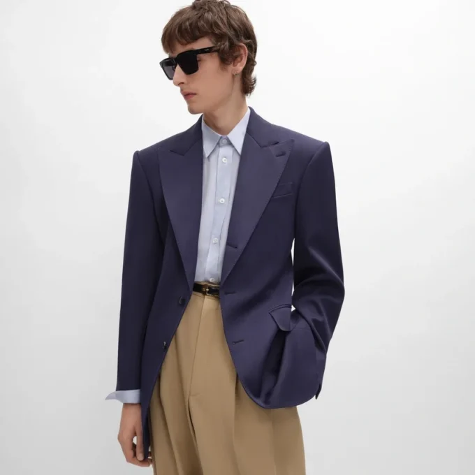 Colonne-Jacke aus Grain De Poudre-Wolle