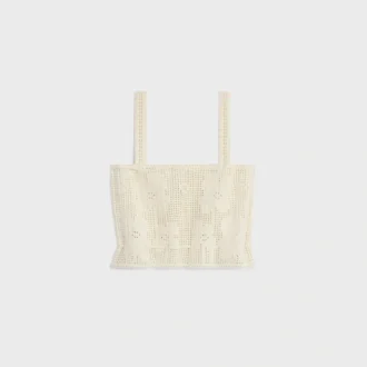 Crop-Top aus gehäkelter Baumwolle mit Blumenmuster