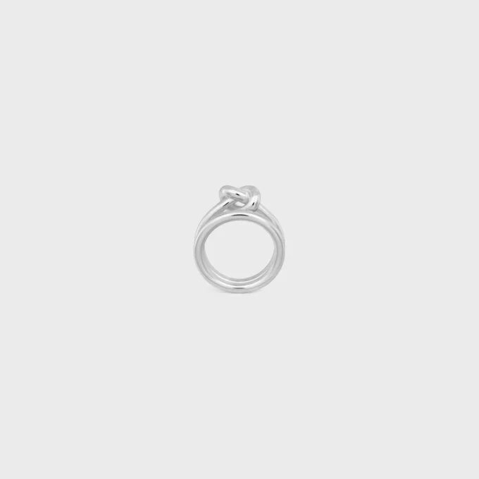 Doppelring „Knot“ aus Messing mit Rhodium-Finish Doppelring „Knot“ aus Messing mit Rhodium-Finish