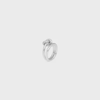 Doppelring „Knot“ aus Messing mit Rhodium-Finish