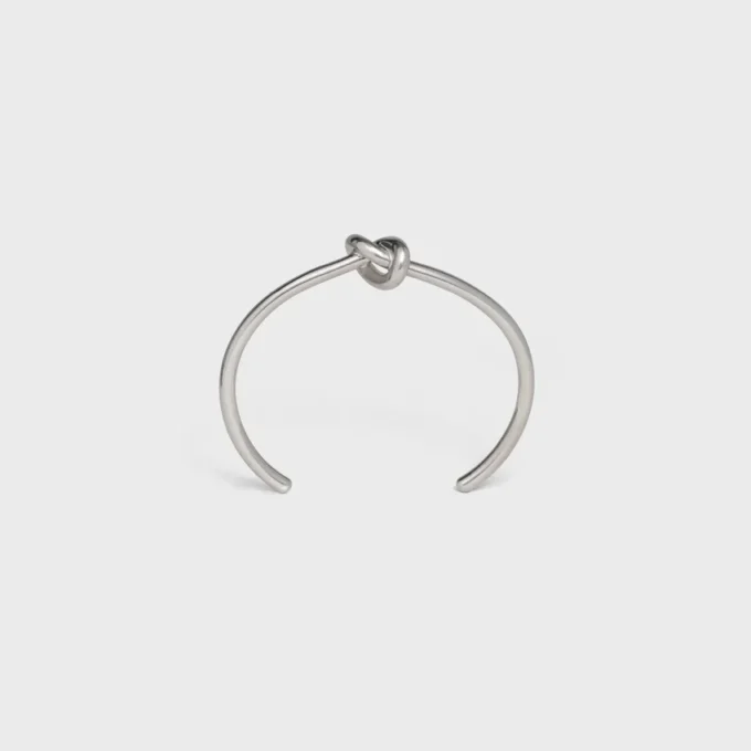 Extra-dünnes Armband „Knot“ aus Messing mit Rhodium-Finish