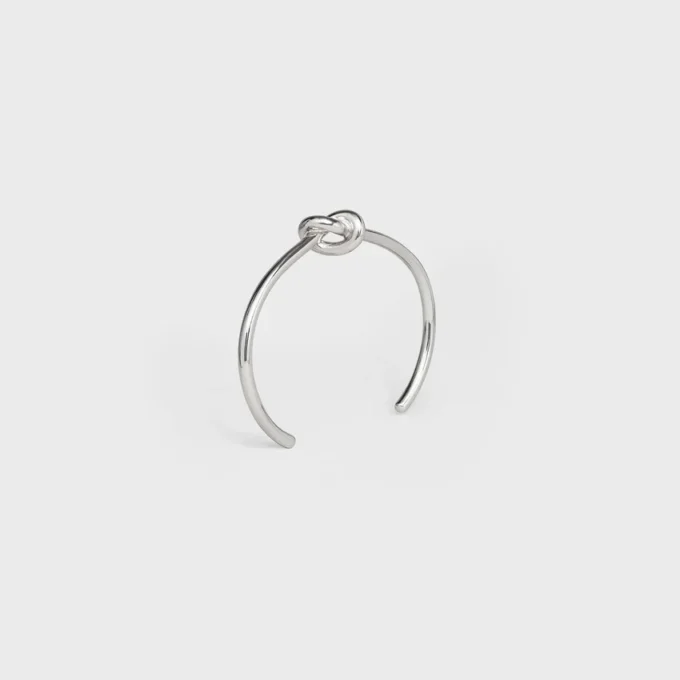 Extra-dünnes Armband „Knot“ aus Messing mit Rhodium-Finish
