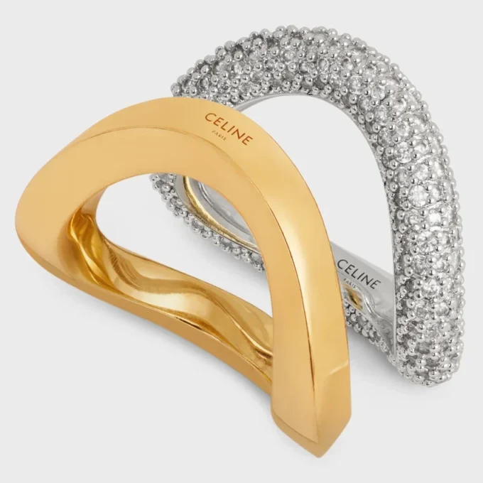 Formes Abstraites Ring-Set aus Strass und Messing mit Gold- und Rhodium-Finish Formes Abstraites Ring-Set aus Strass und Messing mit Gold- und Rhodium-Finish