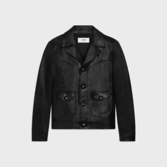 Gerad geschnittene Blouson-Jacke aus gewachstem Lammleder