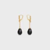 Green Thumb Leaf Ohrring aus Onyx und Messing mit Goldfinish
