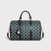 Große Boston-Tasche aus gestreiftem Triomphe Canvas und Kalbsleder