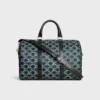 Große Boston-Tasche aus gestreiftem Triomphe Canvas und Kalbsleder