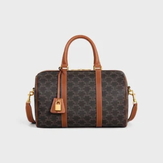 Große Boston-Tasche aus Triomphe Canvas und Kalbsleder