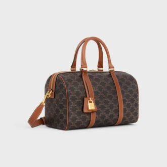 Große Boston-Tasche aus Triomphe Canvas und Kalbsleder