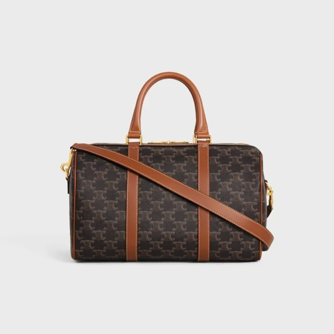 Große Boston-Tasche aus Triomphe Canvas und Kalbsleder
