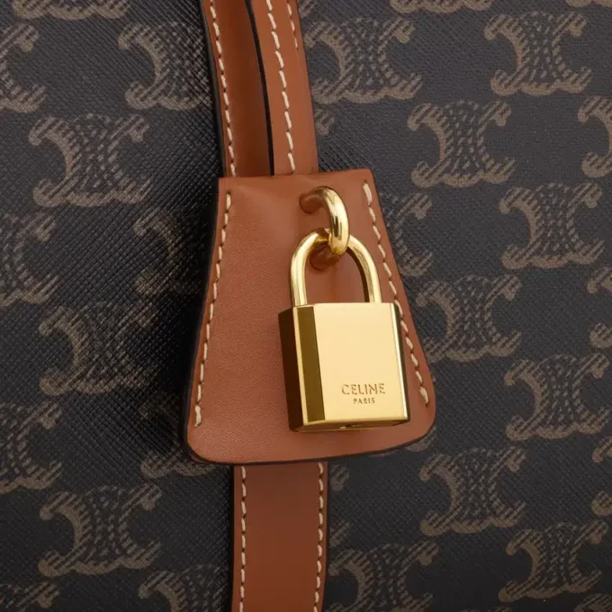 Große Boston-Tasche aus Triomphe Canvas und Kalbsleder