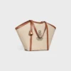 Große Cabas-Tasche aus Textil mit Anker-Stickerei und Kalbsleder