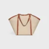 Große Cabas-Tasche aus Textil mit Anker-Stickerei und Kalbsleder