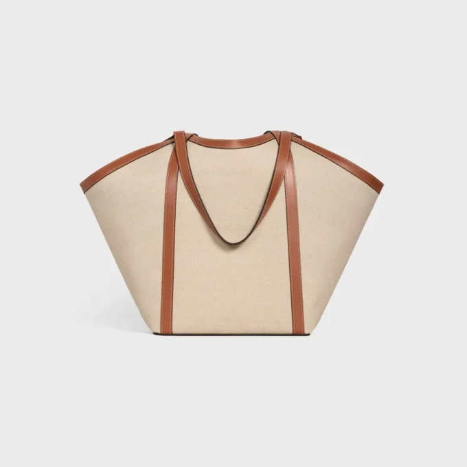 Große Cabas-Tasche aus Textil mit Anker-Stickerei und Kalbsleder