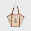 Große Cabas-Tasche aus Textil mit Anker-Stickerei und Kalbsleder