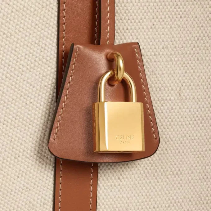 Große Cabas-Tasche aus Textil mit Anker-Stickerei und Kalbsleder