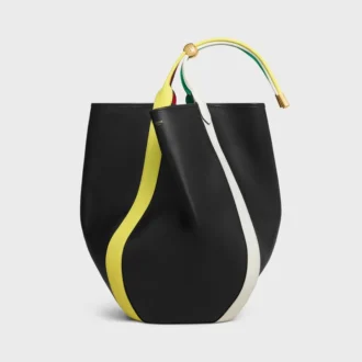 Große Drop-Bucket-Tasche aus glattem Kalbsleder