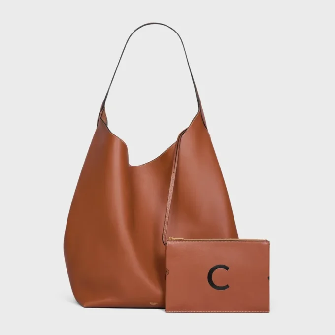 Große Hobo-Tasche aus geschmeidigem naturbelassenem Kalbsleder
