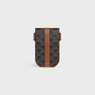 Handytasche mit Klappe aus Triomphe Canvas und Kalbsleder