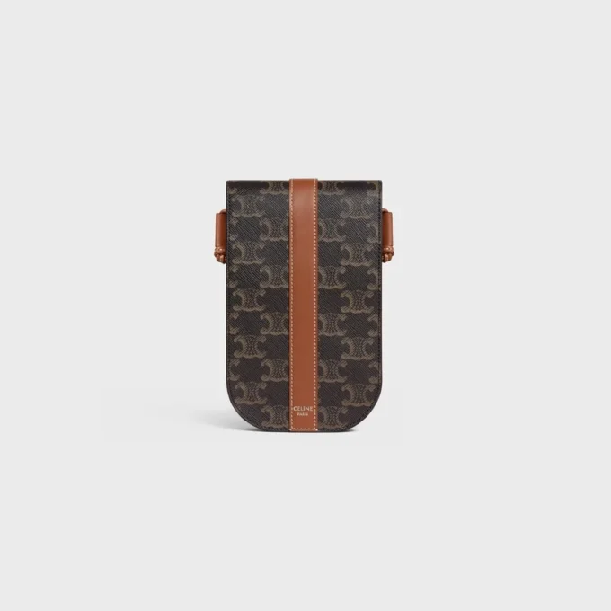 Handytasche mit Klappe aus Triomphe Canvas und Kalbsleder