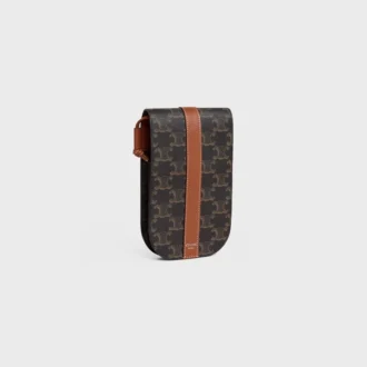 Handytasche mit Klappe aus Triomphe Canvas und Kalbsleder