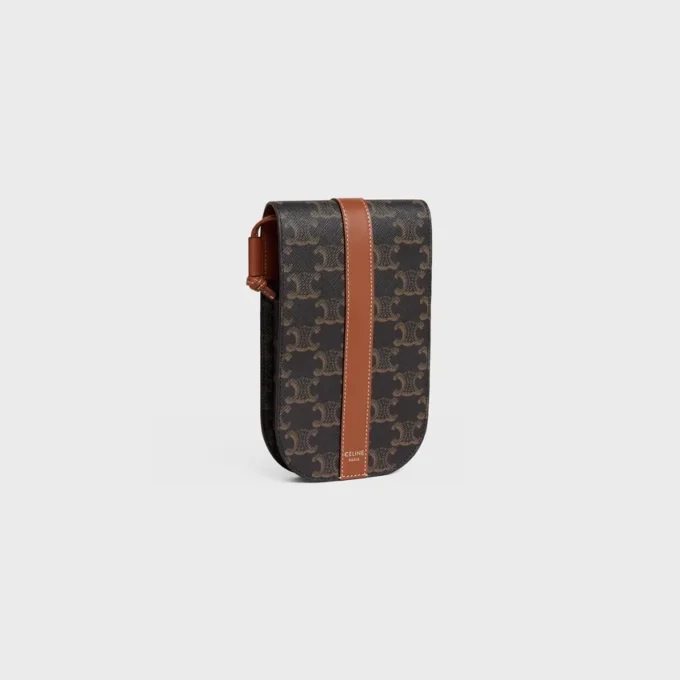 Handytasche mit Klappe aus Triomphe Canvas und Kalbsleder