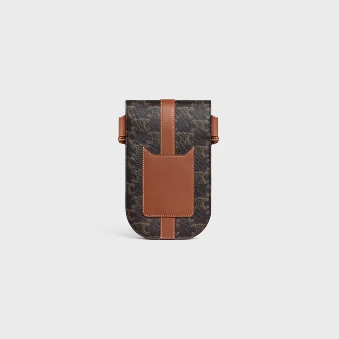 Handytasche mit Klappe aus Triomphe Canvas und Kalbsleder