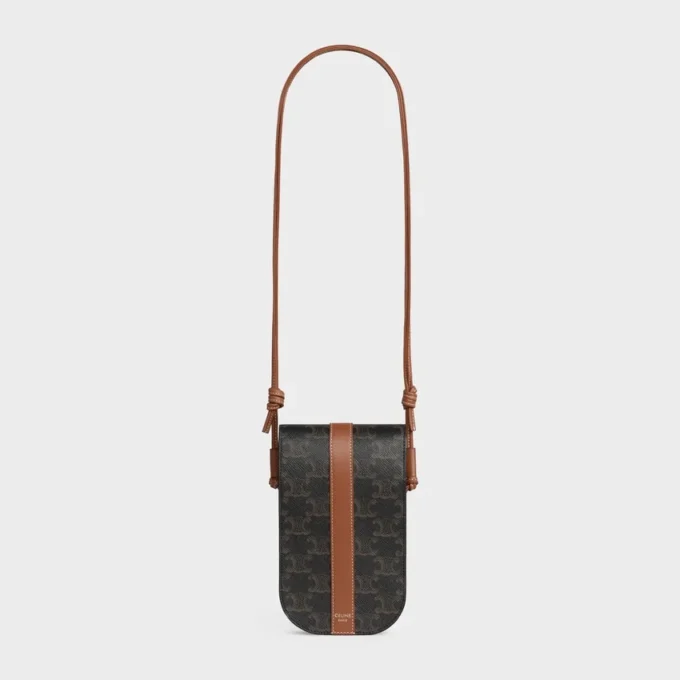 Handytasche mit Klappe aus Triomphe Canvas und Kalbsleder