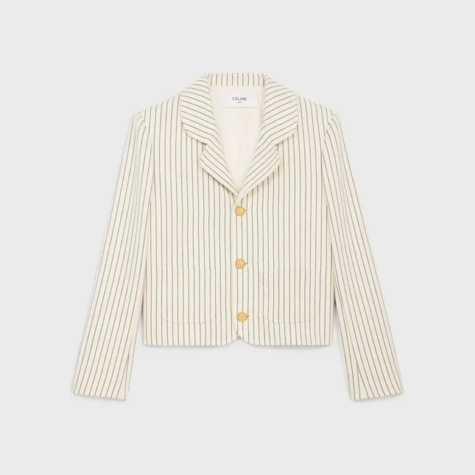 Jacke aus gestreiftem Baumwollgabardine