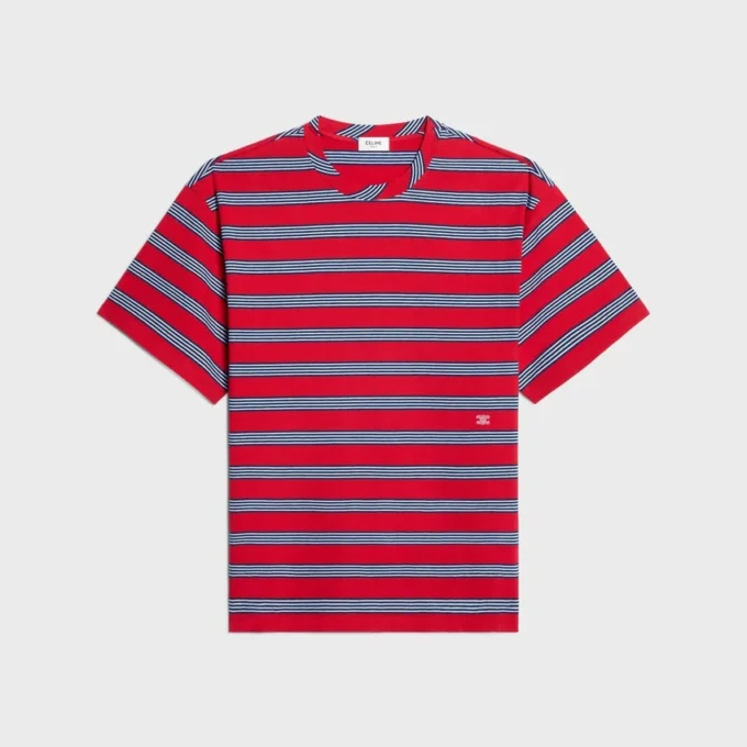 Klassisches T-Shirt aus gestreiftem Baumwolljersey Klassisches T-Shirt aus gestreiftem Baumwolljersey