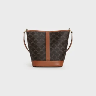 Kleine Beuteltasche aus Triomphe Canvas und Kalbsleder