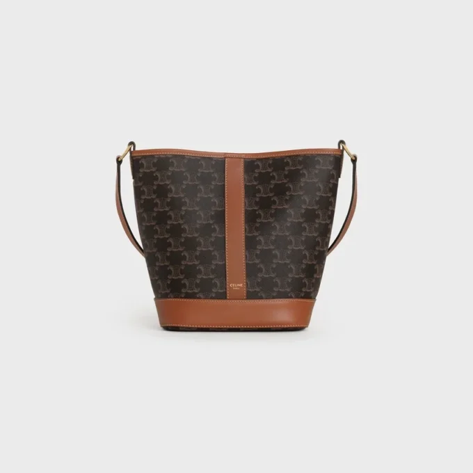 Kleine Beuteltasche aus Triomphe Canvas und Kalbsleder