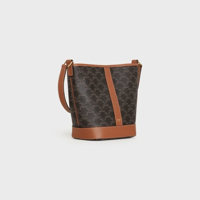 Kleine Beuteltasche aus Triomphe Canvas und Kalbsleder