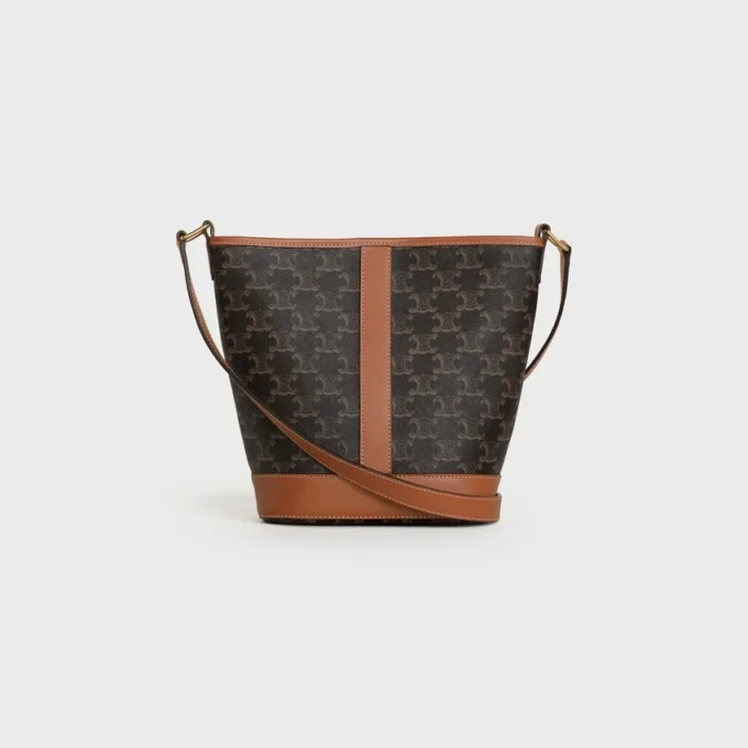 Kleine Beuteltasche aus Triomphe Canvas und Kalbsleder