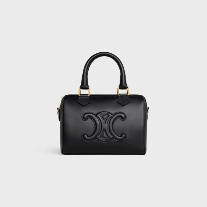 Kleine Boston-Tasche aus glattem Kalbsleder